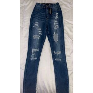 High waisted skinny jeans